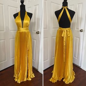 Multi-Way Gold Pleated Gown